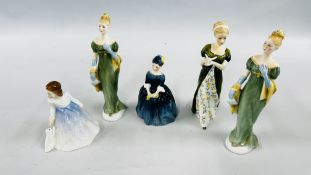 A GROUP OF FIVE ROYAL DOULTON FIGURINES TO INCLUDE CHERIE HN2341, ANDREA HN3058,