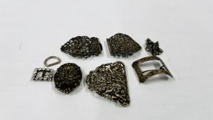 A GROUP OF FIVE SILVER HALF BUCKLES VARIOUS DATES AND MAKERS,