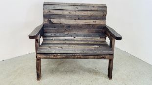 GOOD QUALITY PINE GARDEN BENCH - WIDTH 120CM.