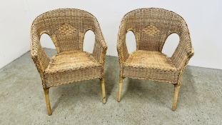 A PAIR OF WICKER TUB CHAIRS.