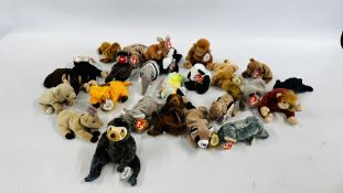 A COLLECTION OF 25 ASSORTED TY BEANIE ZOO ANIMALS TO INCLUDE MEL, SCHWEETHEART, ANTS, CHEEKS,
