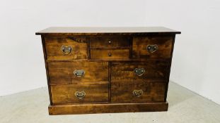 LAURA ASHLEY HARDWOOD MULTI DRAWER CHEST WITH ANTIQUED FITTINGS - W 128CM X D 44CM X H 86CM.