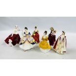 A GROUP OF SIX ROYAL DOULTON FIGURINES TO INCLUDE GAIL HN2937, BESS HN2002, AUTUMN BREEZES,