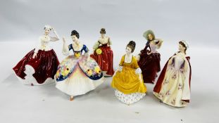 A GROUP OF SIX ROYAL DOULTON FIGURINES TO INCLUDE GAIL HN2937, BESS HN2002, AUTUMN BREEZES,