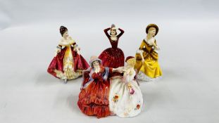 A GROUP OF FOUR ROYAL DOULTON FIGURINES TO INCLUDE "THE GOSSIPS" HN2025, KATRINA HN2327,