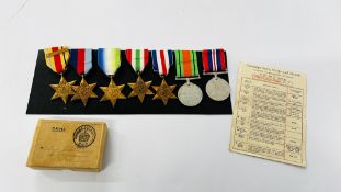 WW2 GROUP OF 7 FULL SIZE MEDALS INCLUDING THE AFRICA STAR WITH 8TH ARMY BAR,