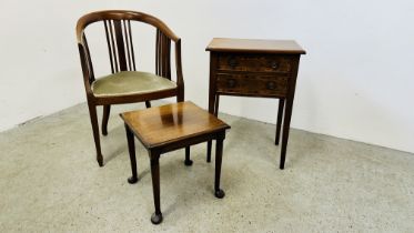 REPRODUCTION MAHOGANY TWO DRAWER SIDE TABLE,