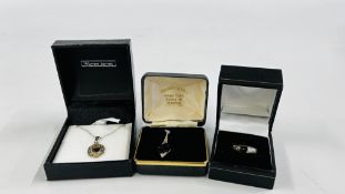 THREE ITEMS OF SILVER JEWELLERY SET WITH BLUE JOHN STONE TO INCLUDE ONE RING,