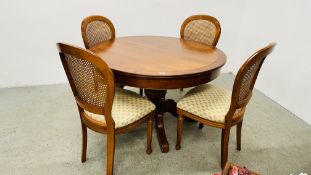 GRANGE CHERRYWOOD PEDESTAL DINING SET COMPRISING CIRCULAR EXTENDING TABLE AND FOUR DINING CHAIRS