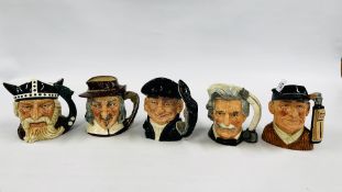 A GROUP OF FIVE ROYAL DOULTON CHARACTER JUGS TO INCLUDE VIKING D6496, LOBSTER MAN D6617,