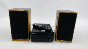 DENON DAB/CD HI-FI WITH REMOTE PAIRED WITH TANNOY MERCURY M1 LOUD SPEAKERS - SOLD AS SEEN.