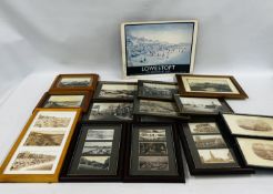 A COLLECTION OF FRAMED AND GLAZED POSTCARDS AND PHOTOGRAPHS OF OLD LOWESTOFT.