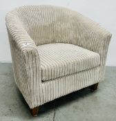 MODERN DESIGNER SUEDE EFFECT TUB CHAIR.