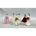 A GROUP OF SIX ROYAL DOULTON FIGURINES TO INCLUDE SPRING MORNING HN3725, AUTUMN BREEZES HN1934,