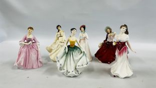 A GROUP OF SIX ROYAL DOULTON FIGURINES TO INCLUDE SPRING MORNING HN3725, AUTUMN BREEZES HN1934,