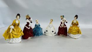 A GROUP OF SIX ROYAL DOULTON FIGURINES TO INCLUDE PEGGY DAVIES HN3483,
