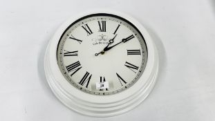 MODERN WHITE PAINTED CASE DE LA TOUR WALL CLOCK.