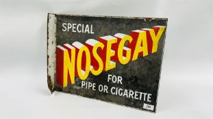 AN ORIGINAL VINTAGE ENAMEL DOUBLE SIDED SIGN "NOSEGAY" SPECIAL FOR PIPE OR CIGARETTE - W 45.