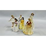 6 ROYAL DOULTON CABINET COLLECTOR FIGURES TO INCLUDE "FLOWERS FOR YOU" HN 3889,