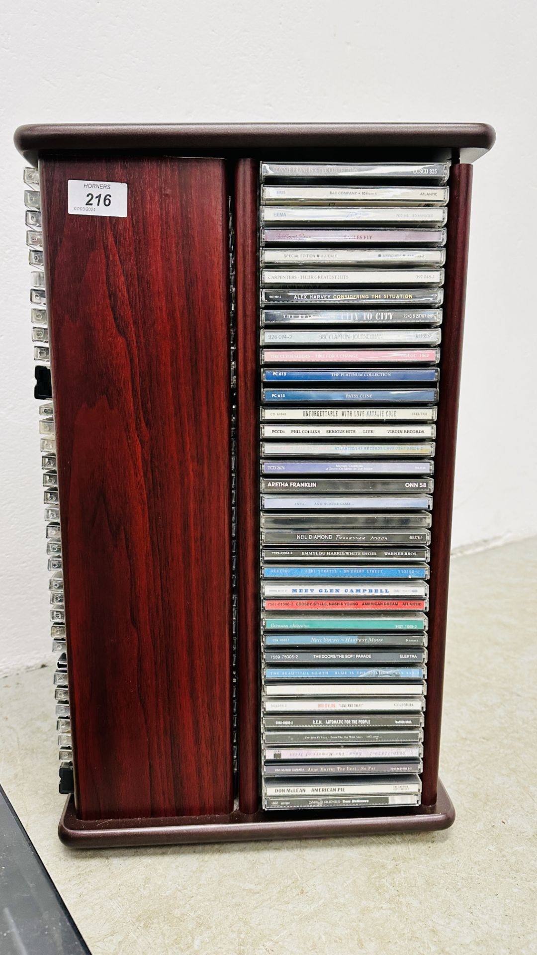 REVOLVING CD STORAGE RACK + QUANTITY MIXED CD'S AND RECORD PLAYER - SOLD AS SEEN. - Image 2 of 8