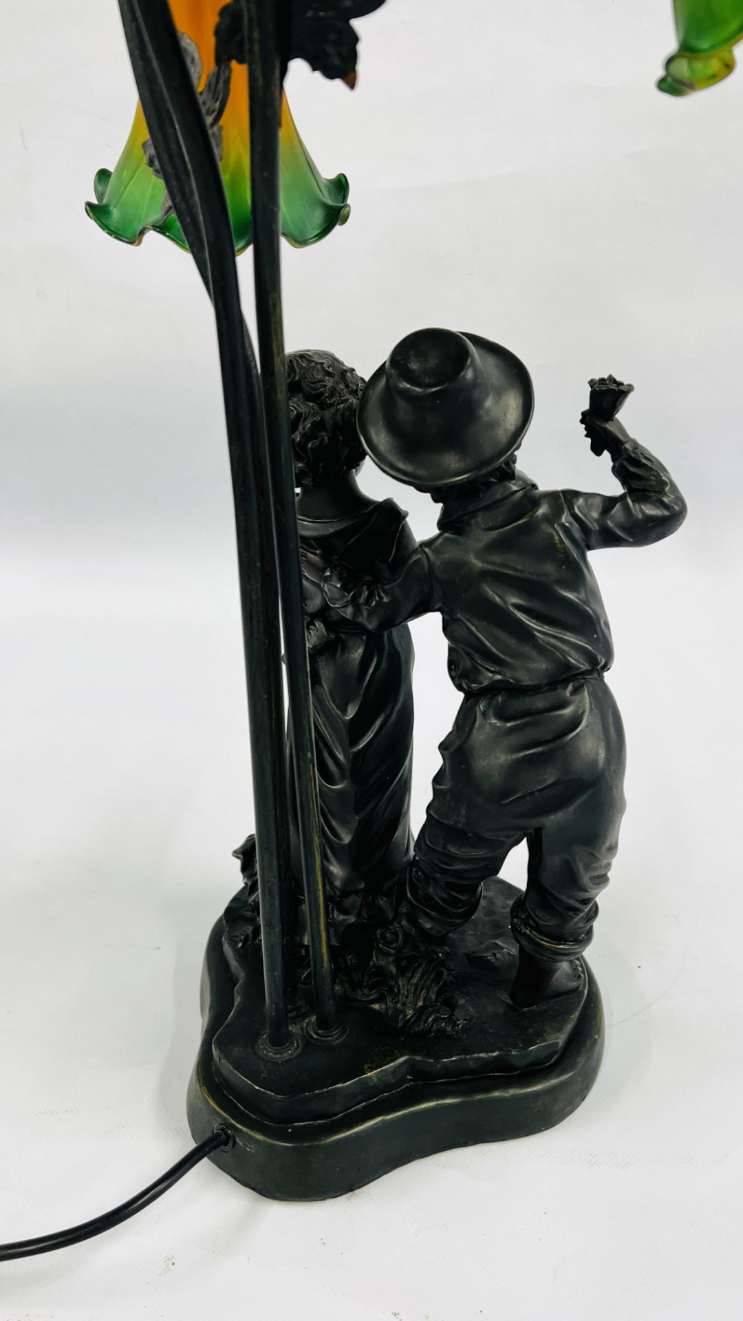 MODERN 3 BRANCH FIGURINE LAMP OF BOY & GIRL 65CM - SOLD AS SEEN. - Image 7 of 7