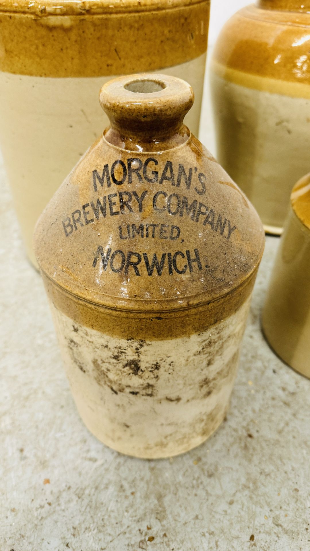 11 X ANTIQUE STONE WARE FLAGON'S AND STORAGE JARS INCLUDING JAMES CHAPMAN NORTH WALSHAM, - Image 2 of 12