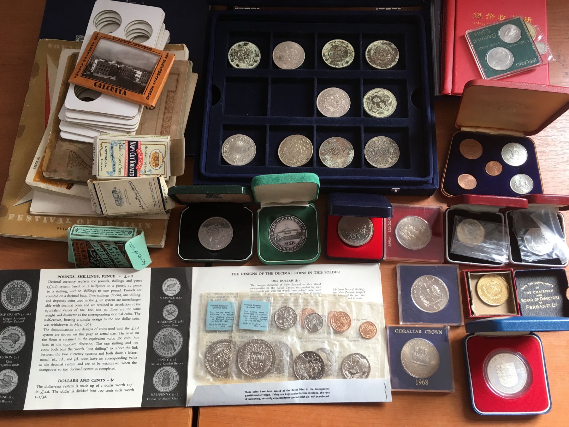 COINS: BOX OF MIXED WITH CASED CROWN SIZE, GUERNSEY 1978 ROYAL VISIT SILVER PROOF CROWN IN CASE,