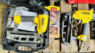 2 X STANLEY AIR DRIVEN NAIL GUNS. THIS LOT IS SUBJECT TO VAT ON HAMMER PRICE.