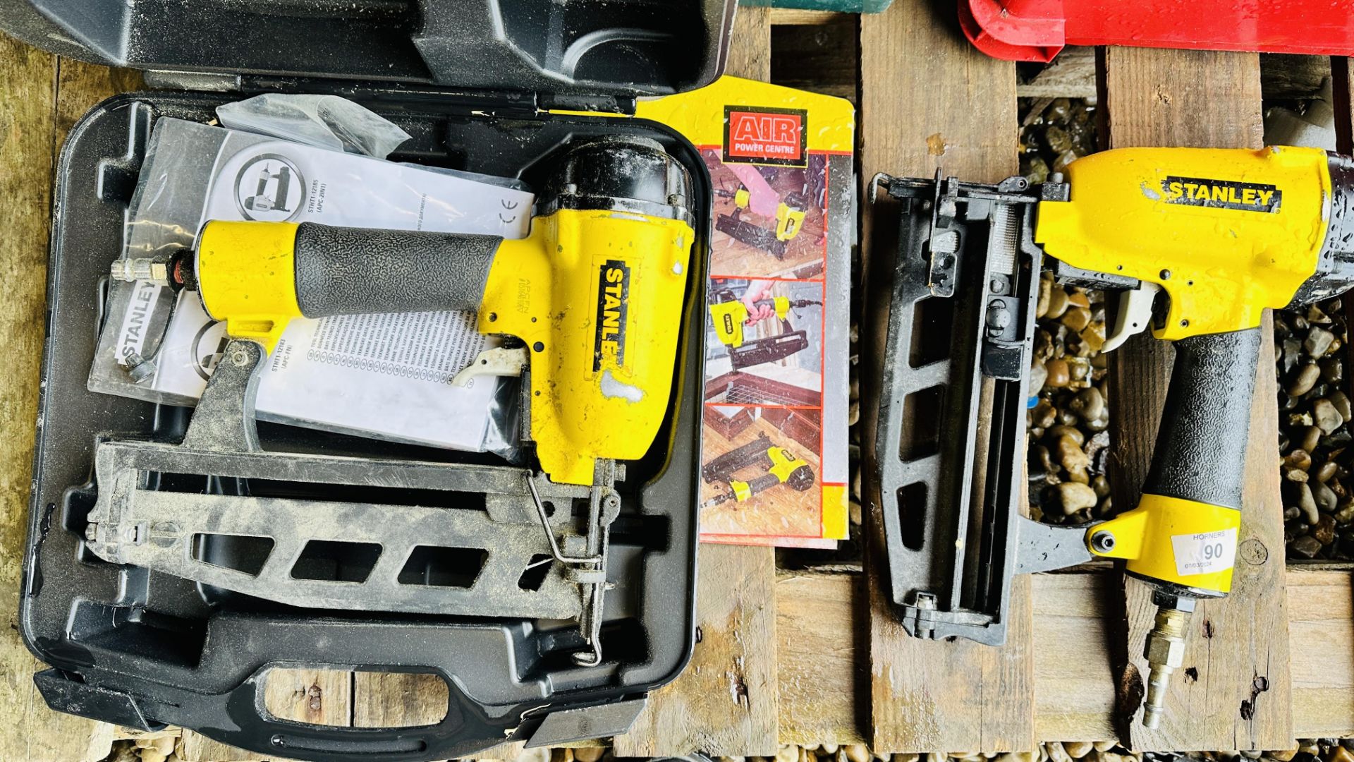 2 X STANLEY AIR DRIVEN NAIL GUNS. THIS LOT IS SUBJECT TO VAT ON HAMMER PRICE.