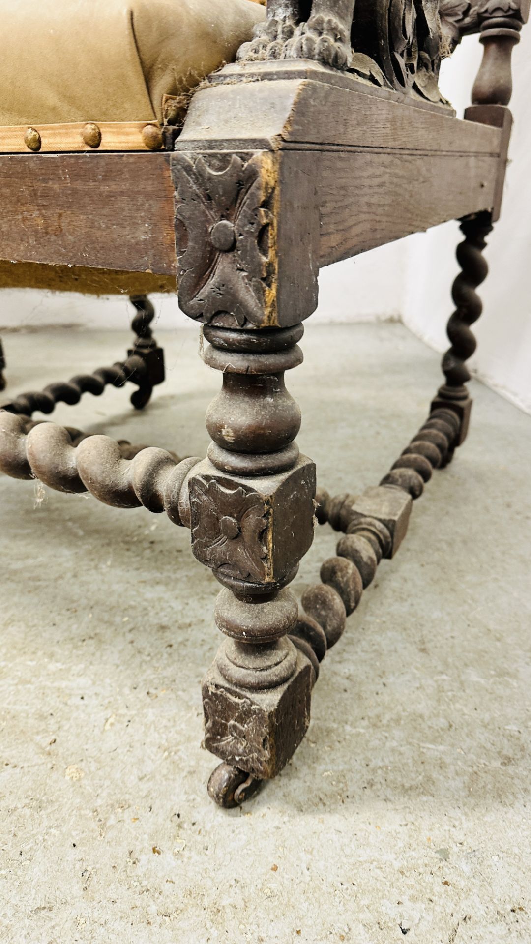 A PAIR OF C1870 HEAVILY CARVED OAK FRAMED OPEN ARM CHAIRS, - Image 13 of 39