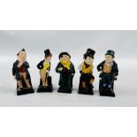 5 ROYAL DOULTON FIGURES TO INCLUDE BILL SYKES, PECKSNIFF, SAM WELLER,