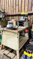 A WORKSHOP BENCH MOUNTED COMMERCIAL PLANER THICKNESSER - TRADE ONLY - SOLD AS SEEN.