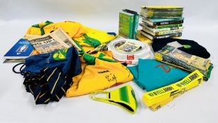 BOX CONTAINING A COLLECTION OF NORWICH CITY FOOTBALL CLUB MEMORABILIA TO INCLUDE PROGRAMMES FROM