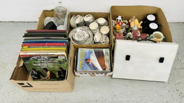 3 X BOXES OF SUNDRY CHINA TO INCLUDE NOVELTY TEAPOTS, 2 X DENBY COFFEE POTS,