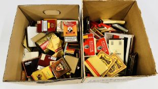 2 X BOXES CONTAINING AN EXTENSIVE COLLECTION OF ASSORTED EMPTY CIGARETTE & CIGAR BOXES & TINS TO
