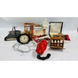 A GROUP OF ART DECO RETRO ITEMS TO INCLUDE LIPS PHONE, SHAVING MIRROR,
