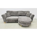 GOOD QUALITY DFS CORNER SOFA UPHOLSTERED IN CHARCOAL GREY.