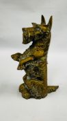 HEAVY BRASS "SCOTTIE DOG" COMPANION HOLDER AND TOOLS, HEIGHT 42CM.