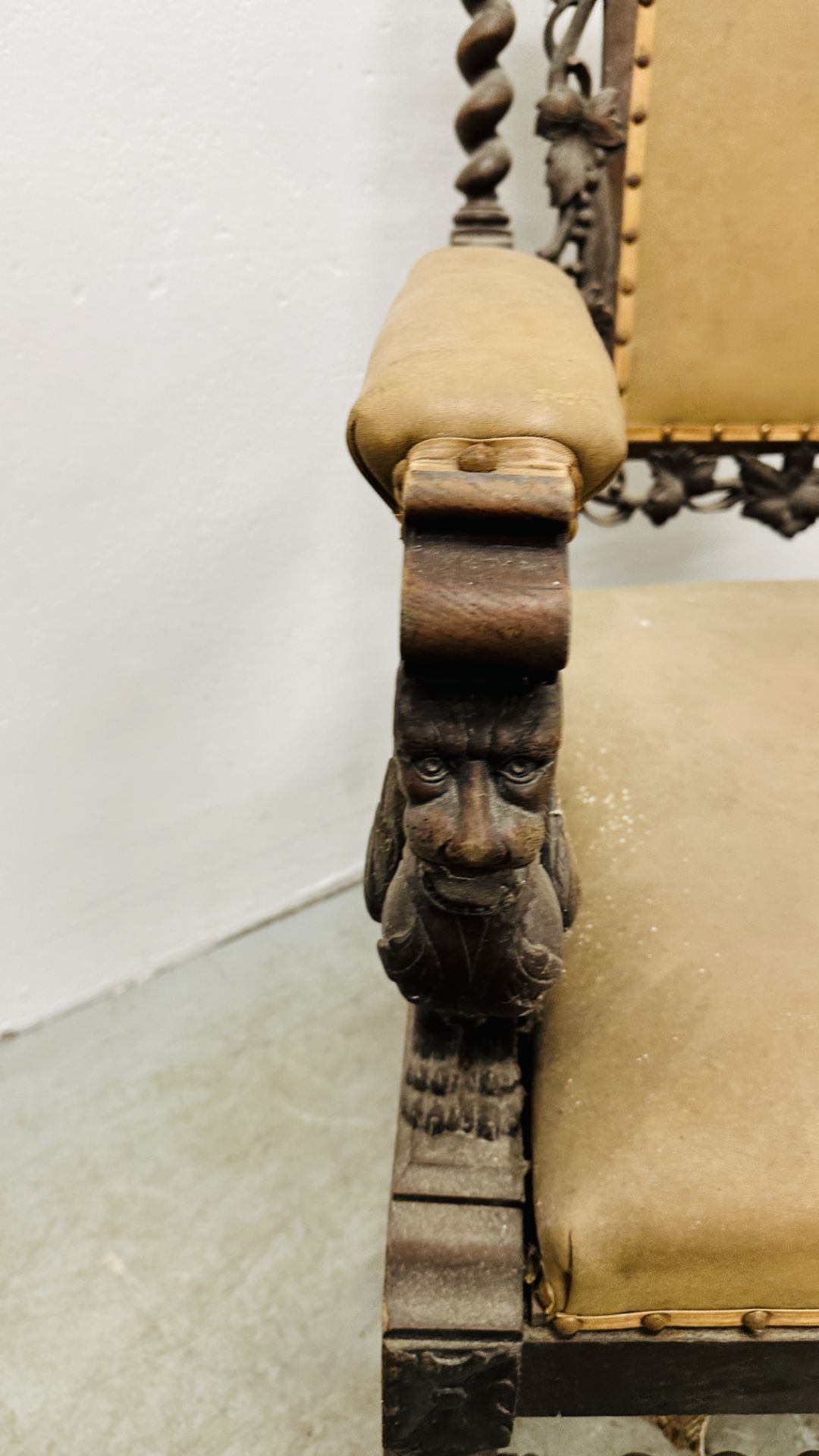 A PAIR OF C1870 HEAVILY CARVED OAK FRAMED OPEN ARM CHAIRS, - Image 29 of 39