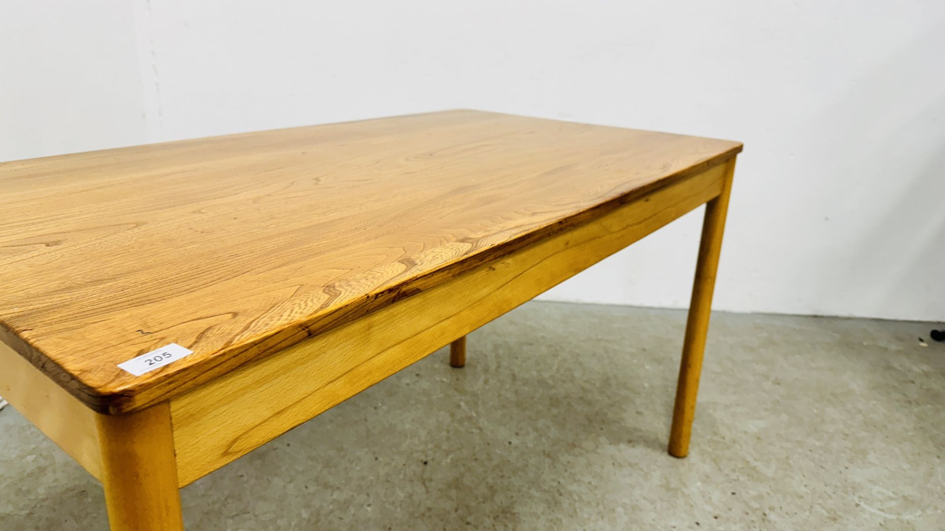 ERCOL RECTANGULAR BEECH & ELM DINING TABLE - W 108CM X D 55CM X H 38CM. - Bild 4 aus 11