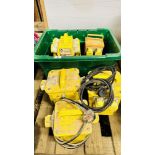 3 X 110 VOLT POWER TRANSFORMERS PLUS 2 JUNCTION BOXES & ASSORTED CABLES - TRADE ONLY.