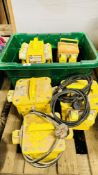 3 X 110 VOLT POWER TRANSFORMERS PLUS 2 JUNCTION BOXES & ASSORTED CABLES - TRADE ONLY.