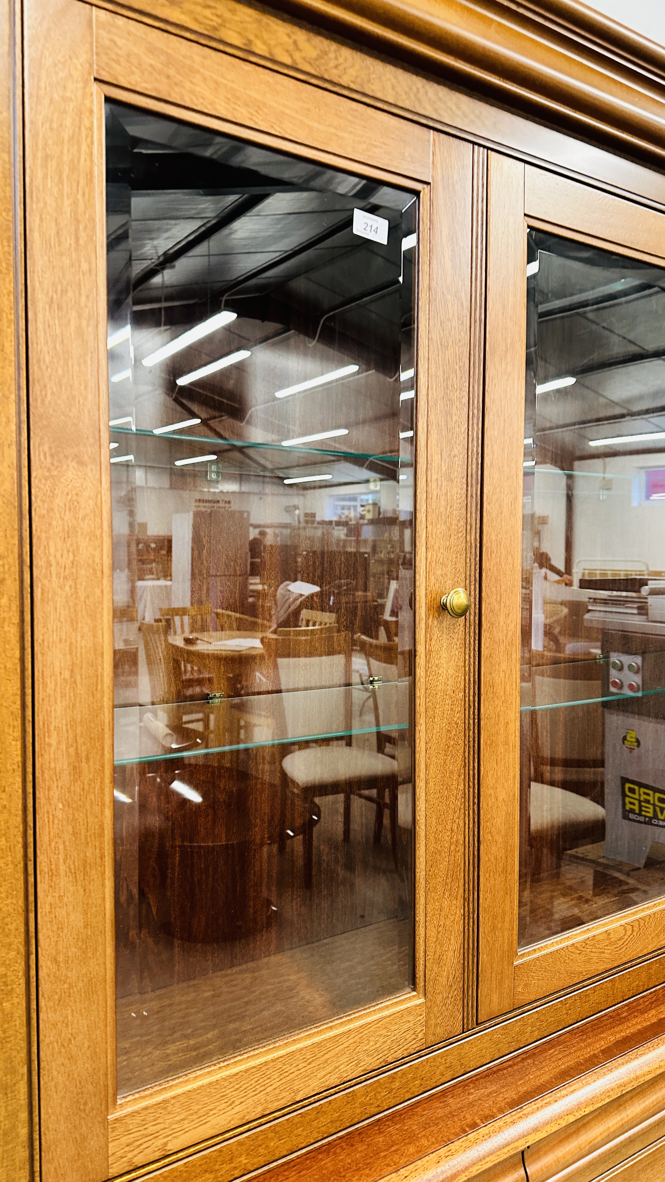 A GOOD QUALITY G PLAN CHERRY WOOD FINISH SIDEBOARD WITH SHELVED GLAZED TOP, - Image 10 of 21