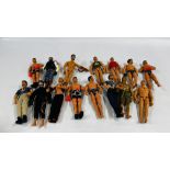 A BOX CONTAINING A GROUP OF 15 ASSORTED ACTION MAN FIGURES IN VARIOUS OUTFITS.
