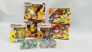 6 BOXED POKEMON TOYS ALONG WITH 2 AS NEW PACKS OF POKEMON CARDS.