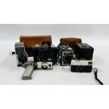 FIVE VINTAGE CAMERA'S TO INCLUDE POLAROID COLORPACK 80, SIX-20 BROWNIE E,