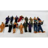 A BOX CONTAINING A GROUP OF 16 ASSORTED ACTION MAN FIGURES IN VARIOUS OUTFITS.