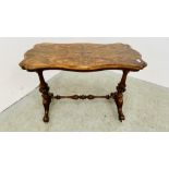 A VICTORIAN OCCASIONAL TABLE ON CASTERS W 96CM X D 50CM.