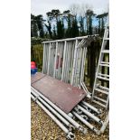 YOUNGMAN ALUMINIUM TOWER SCAFFOLD COMPRISING 6 X 2M SECTION, 14 X SPA'S, 2 X OUTRIGGER LEGS,