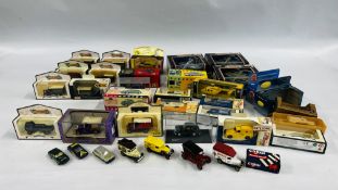 A BOX CONTAINING DIE CAST MODEL VEHICLES TO INCLUDE DAYS GONE, VAN GUARDS,